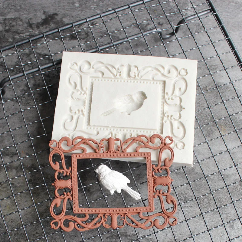 

Retro Photo Frame Bird Silicone Cake Mold,Kitchen Baking For Chocolate Pastry Cupcake Clay,Fondant Decorating Tools Accessorie