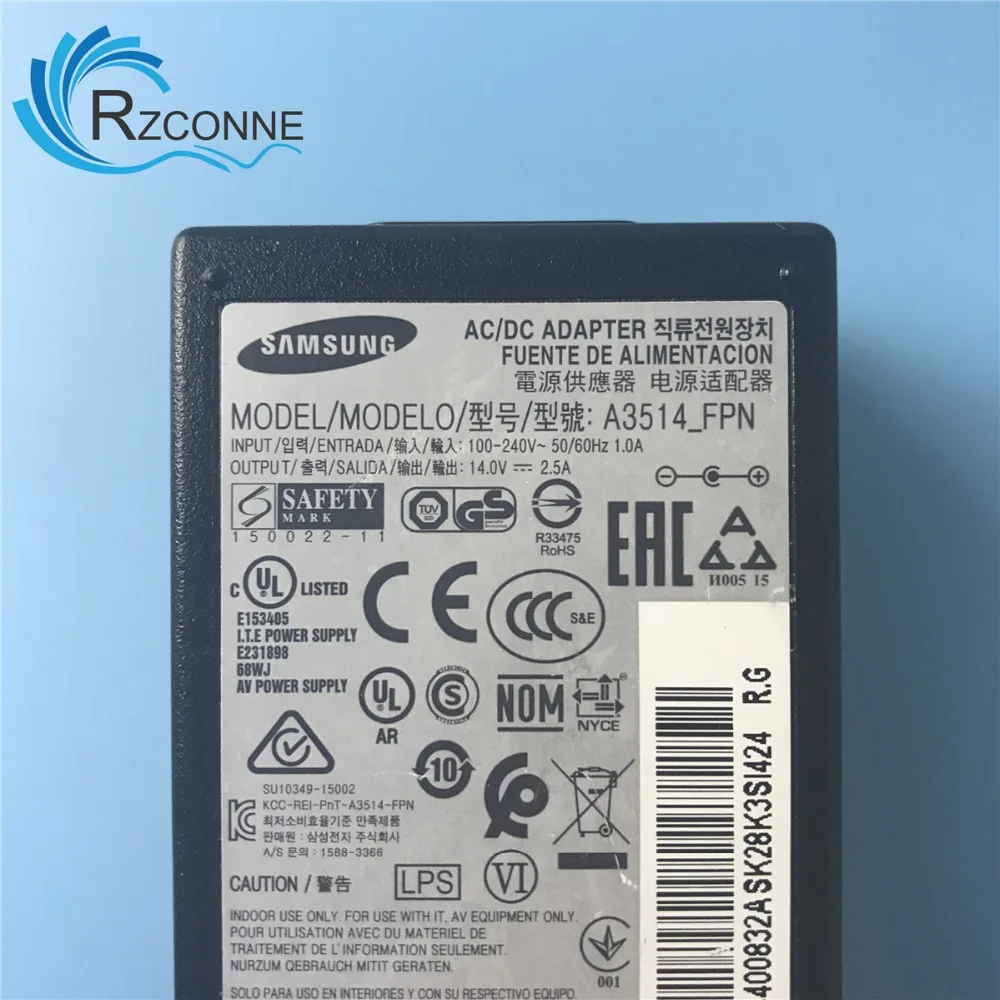 Skup Adapter ac ładowarka zasilająca dla Samsung A3514_FPN DHS DPN DSM ems 14V 2.5A 35W LT24C570 S24E370DL S24E510C S27D360H S27D390H