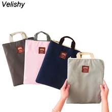 Velishy модные Повседневное холстяная Сумочка Для женщин A4 органайзер для файлов, папок сумка Документ канцелярские Телефон чехол для хранения держатель