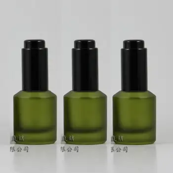 

15ml olive green frosted Glass Essential Oil Bottle With press dropper cap.Essential Oil Container,the bottom of bottle is thick