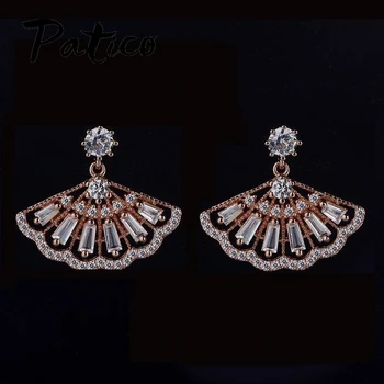 

New Design Fan Shape Women Fashion Earrings Good Sale 925 Sterling Silver Cubic Zirconia Earrings Low Price