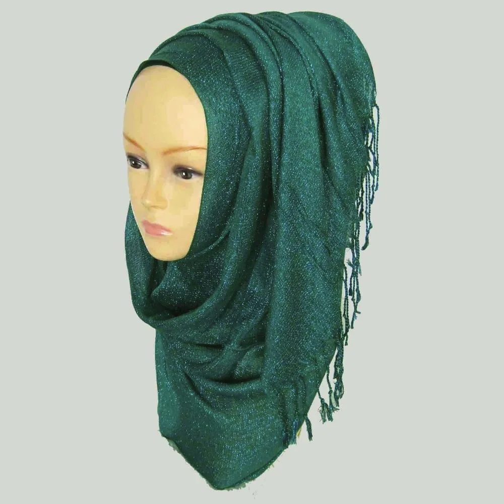 Plain Shiny Shimmer Glitter Sparkly Scarf Hijab Shawl Wrap Eid Wedding