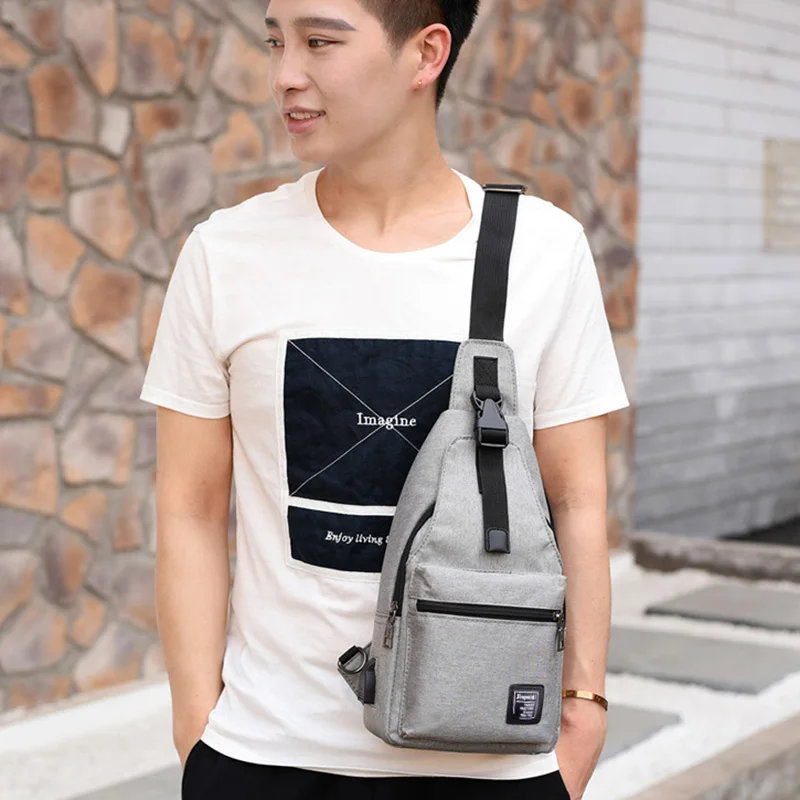 Men USB Charging Backpack Travel Anti Theft Canvas Chest Bag Women Headphone Hole Teenager Casual Bags Sac A Dos Homme BP0220 (2)