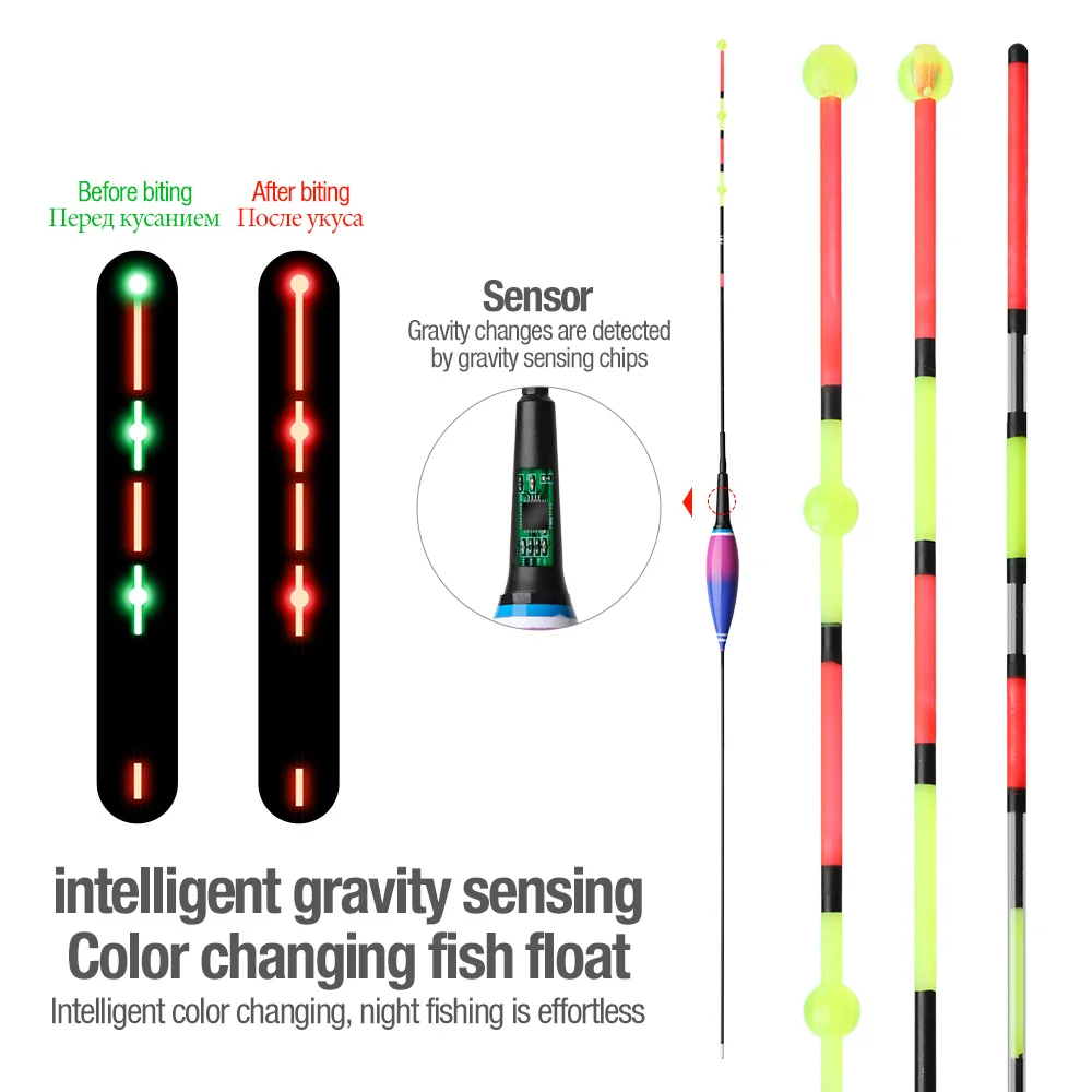 DONQL умная Светодиодная лампа для рыбалки Поплавковый датчик гравитации кусается автоматически напоминает светящийся поплавок Электрический поплавок с батареями