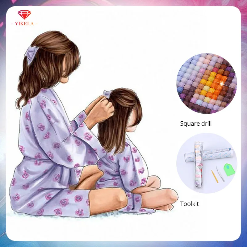 

YIKELA 5D Full Square Drill Diamond Painting Cross Stitch DIY Diamond Embroidery Home Decoration Accessories Mother's Day Gift