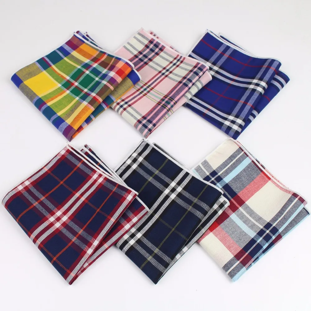Men Suits Cotton Striped Handkerchiefs Colorful Rainbow Pocket Square