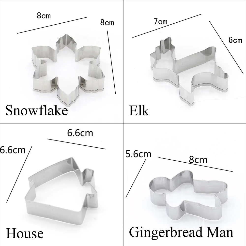1Pc Stainless Steel Christmas Cookie Cutter Xmas Theme Biscuit Mold Snowflake Cake Mould Santa Claus Baking DIY Cooking Tool