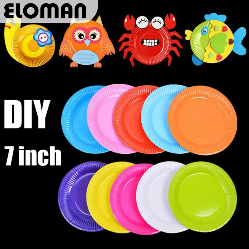 ELOMAN 7inch birthday party paper plates 10PCS/Lot solidcolor children