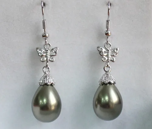 

Free shipping 12X16MM Dark Green Sea Shell Beads Butterfly Drop Earring