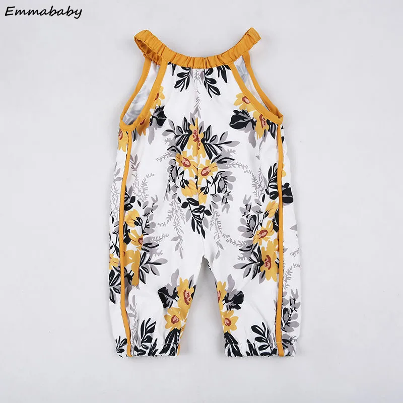 

0-4Y Newborn Baby Kids Girls Romper Sleeveless Floral Print O-neck Cute Romper Jumpsuit Playsuit 2018 Summer Newest Baby Clothes