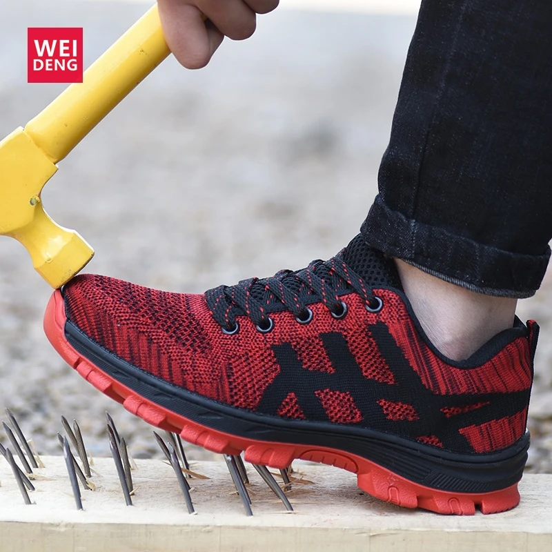 

WeiDeng Outdoor Construction Steel Toe Cap Work Safety Boots Steel Mid Sole Impact Resistant Breathable Puncture Proof Shoes