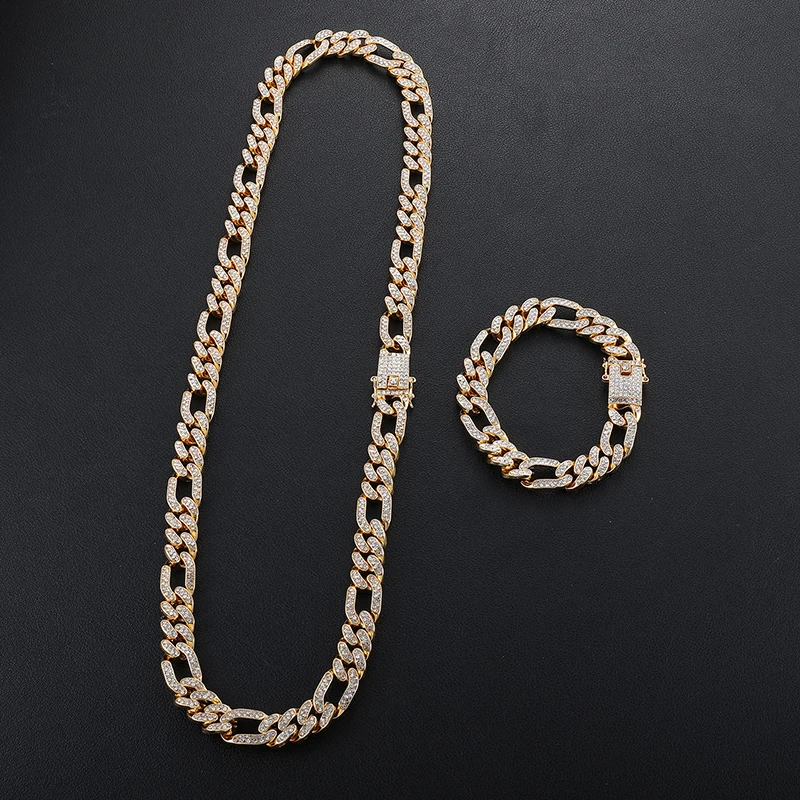 Bling Iced Out полный Кристальный проложить мужской браслет золотого цвета застежки