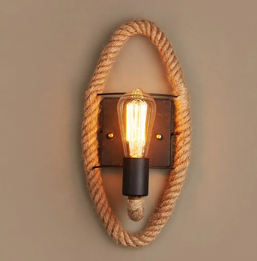 

Retro Vintage Fixtures Loft Industrial hemp rope wall lamp Edison Wall Sconce Restaurant Bar Cafe aisle lamp 110-240V