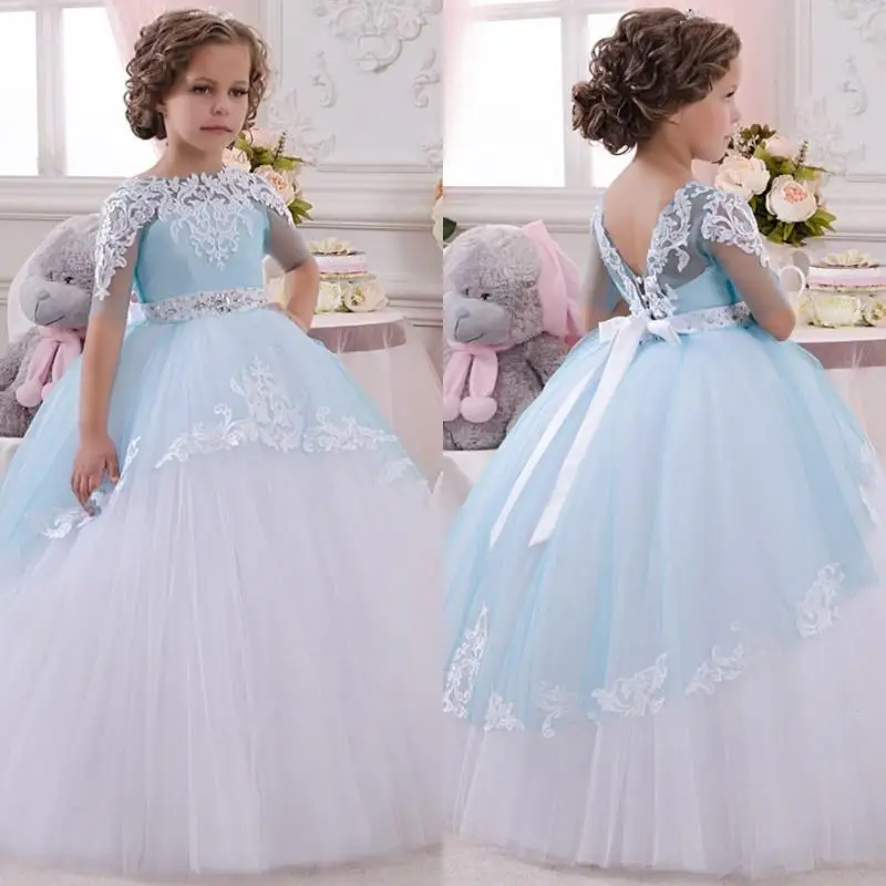 Довольно Маленькая Принцесса Платья с цветочным принтом с кружевной аппликацией детские выпускные платья Бальные платья для дня рождения