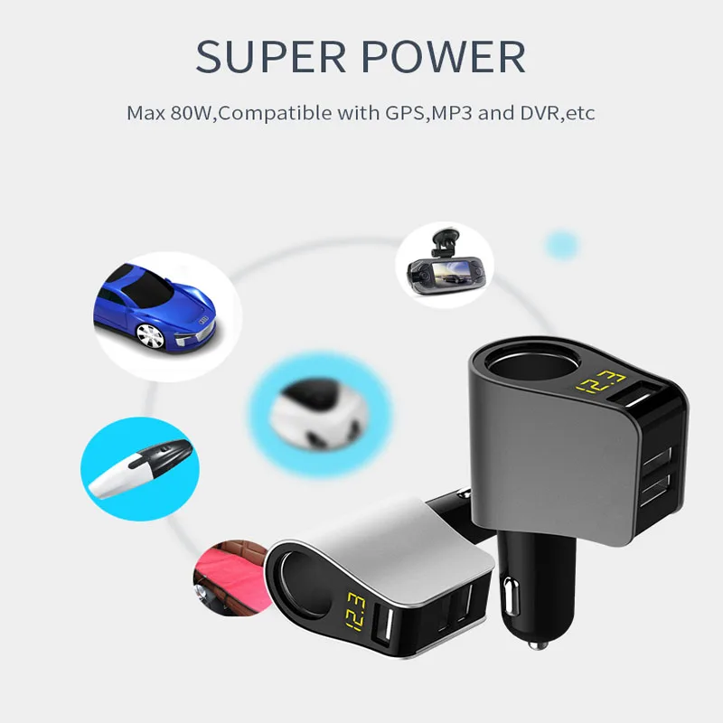 

Car Charger LED Display Three USB Power Fast Charger Voltage Detection For Porsche cayenne macan 911 panamera 997 996 918 955