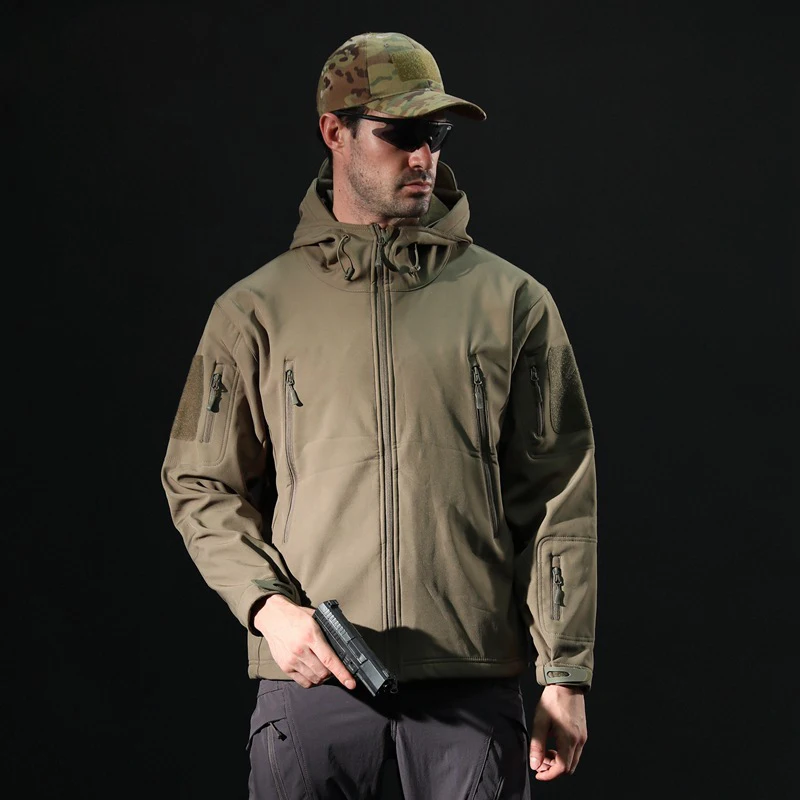 Men's Tactical Outdoor Hunting Jacket Waterproof Softshell Fleece Camouflage Jackets