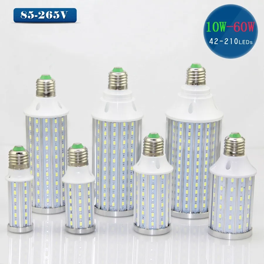 50 шт./лот E27 5730 SMD LED лампы кукурузы Алюминий охлаждения печатных плат светодиоды лампы в помещении без мерцания AC85V-265V 60 Вт LED лампы DHL