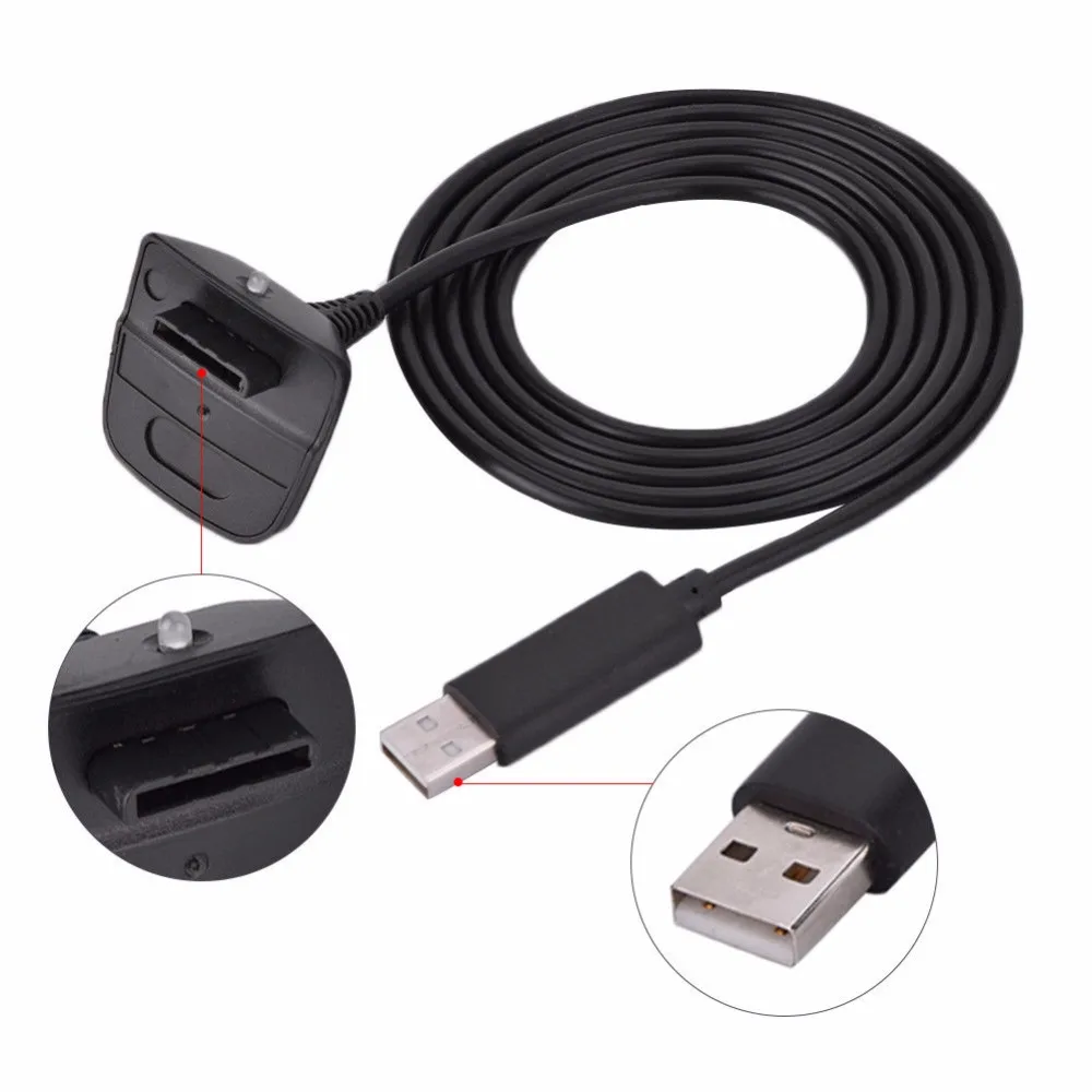 USB Charging Wire Cable Replacement Charger for Xbox 360 Wireless