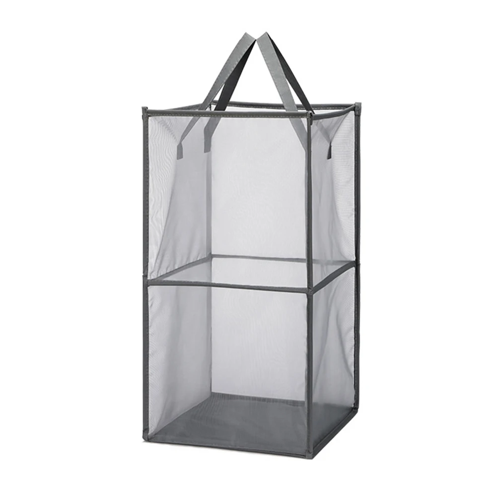 

Popped Up Collapsible Mesh Laundry Hamper Dirty Laundry Sorter Mesh Basket with Handles FPing