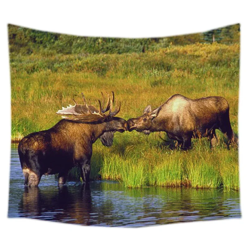 Настенный Гобелен североамериканский Moose индивидуальное покрывало на кровать в