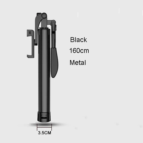 3 в 1 беспроводной bluetooth селфи палка штатив выдвижной монопод с селфи светильник для iPhone X 8 7 6s Xiaomi/huawei смартфон - Цвет: Black 160cm
