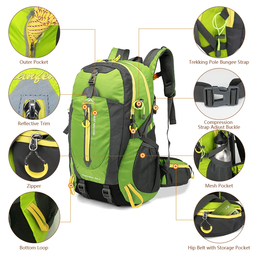 Portatile Di Computer Degli Zaino Donne Bicicletta 40l Uomini black Blue Campeggio Viaggio Impermeabile Zainetto Escursione Outdoor olive Spo Blue Del Arrampicata Da Bici orange Sacchetto Della Red black navy tqx6vOq