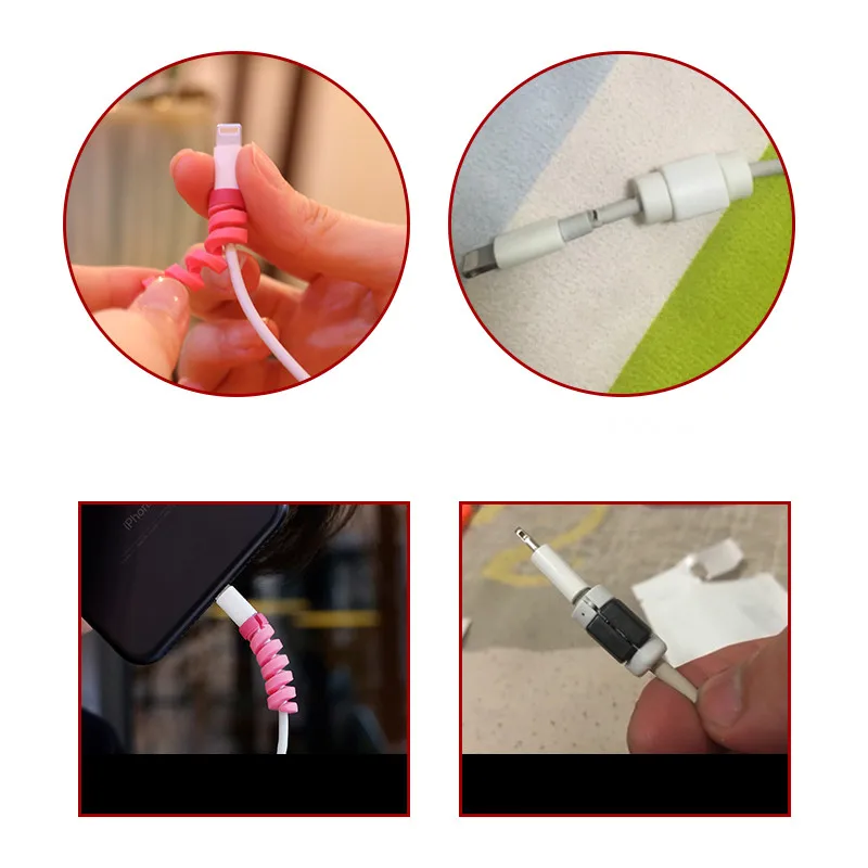 4pcs Soft Spiral Tube charging Cable Protector Wire Cord Organizer Protetor for Apple iphone Charging Cable