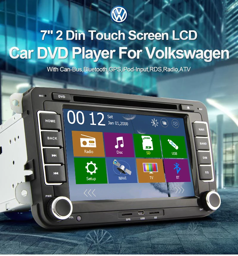 Clearance 7 inch 2 Din Car DVD Player Stereo Navigation For VW POLO GOLF PASSAT CC JETTA TIGUAN car radio gps with Bluetooth SWC Map 1