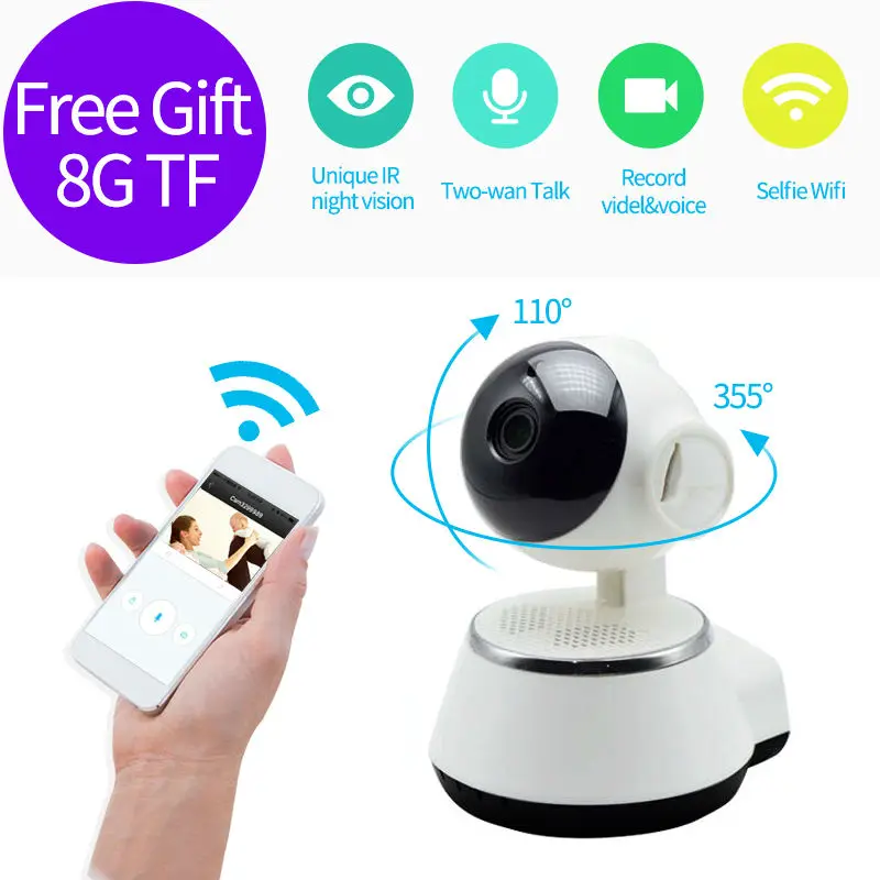 HD 720P V380 IP Camera WiFi smart Home wireless Surveillance Camera Security Camera Micro SD Network Rotatable CCTV IOS PC