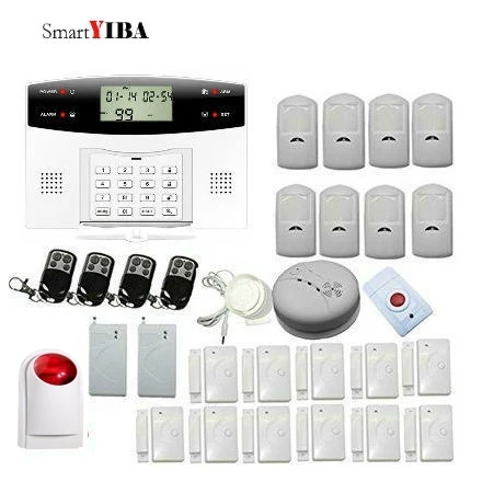 Smartyiba GSM SMS alarmes Наборы красная сирена, строб оповещения Детекторы дыма шок Сенсор тревожная кнопка сигнализация для дома сигнализации