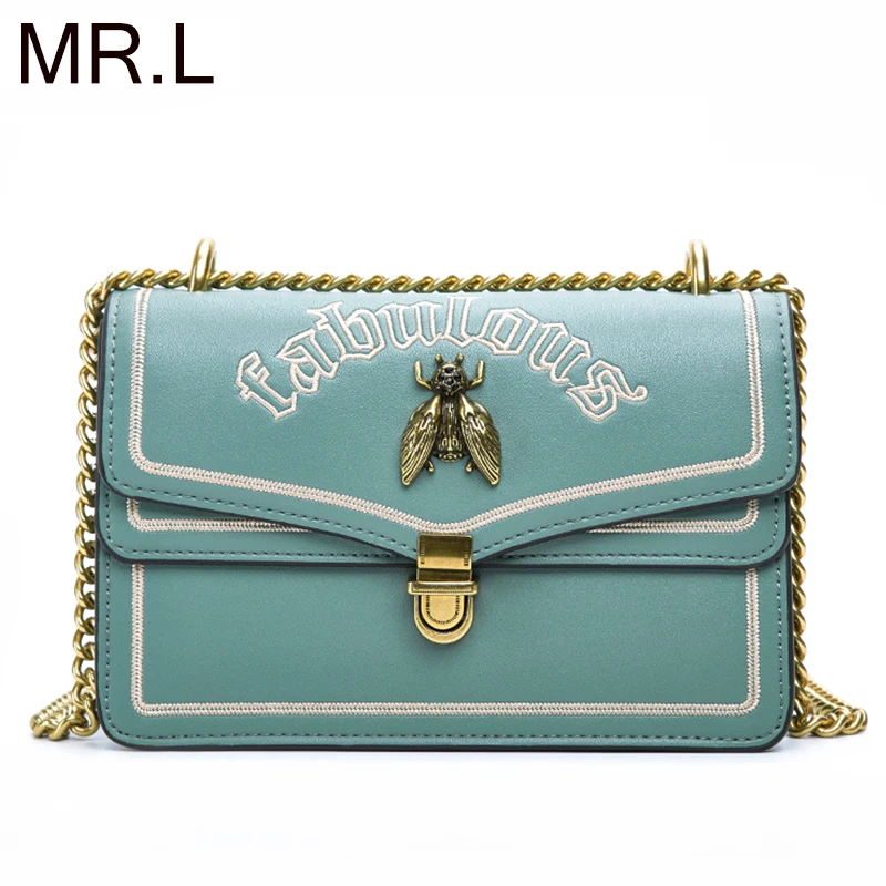 

MR.L 2019 Fashion Bee Shoulder Bag Leather Handbag Small Flap Women Messenger Bags High Quality PU Crossbody Bags Ladies Purse