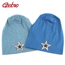 Geebro Женская Black Star Шапка-бини осень мода горный хрусталь с напуском шапочки для дам женские простые плоской подошве Капот Шляпы