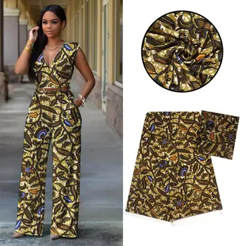 

Imitated silk fabric digital printed fabric ankara African wax leaf pattern 4yards audel fabric +2yards chiffon for cloth f93-25