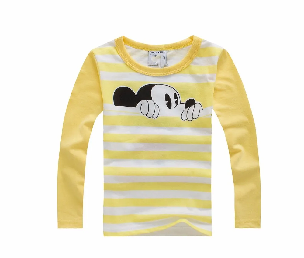 Детская футболка из хлопка; Весенняя футболка с длинными рукавами и рисунком мышки для маленьких мальчиков и девочек; детские пуловеры; Одежда для мальчиков