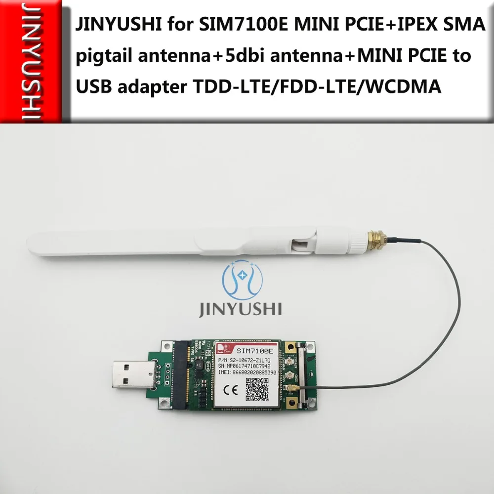 Jinyushi для SIM7100E Mini Pcie + IPEX SMA Пигтейл/провод для антенны + 5dbi антенна + USB адаптер TDD-LTE/Embedded/WCDMA Встроенный четырехдиапазонный
