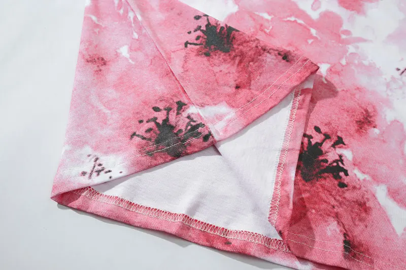 Футболки GONTHWID Cherry Blossom Ink Tie Dye с принтом, уличная Мужская футболка в стиле хип-хоп, повседневные топы с коротким рукавом, футболки Harajuku, футболки