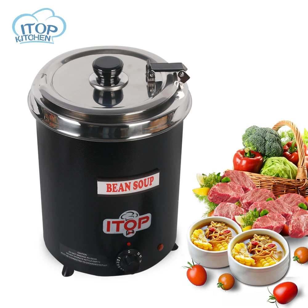 

ITOP 110V UL plug/220V EU plug Electric Soup Warmer BS-W5.7 Soup Kettle 300W Wet Heat Boiler Black 5.7L