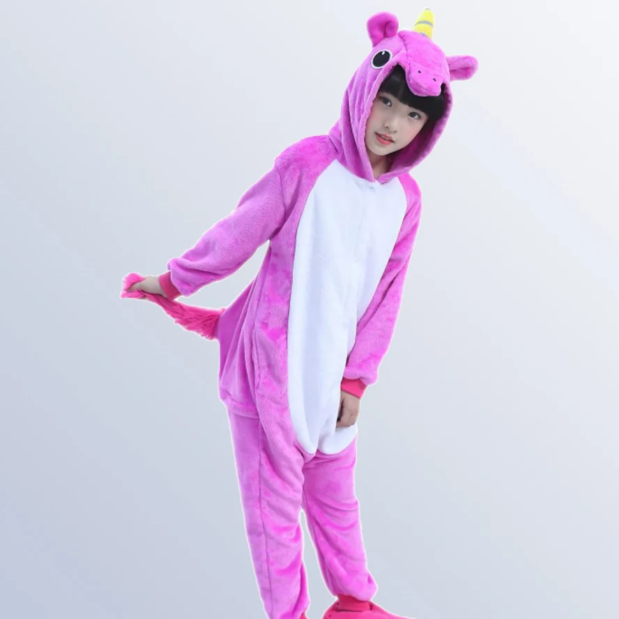 Unicorn Pajama Kids Girls Cute Hooded Cartoon Pajamas Cosplay Children