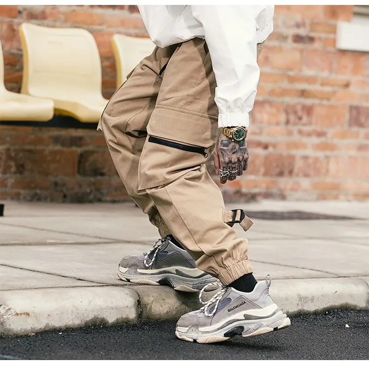 Весенние Новые Джоггеры мужские повседневные хлопковые брюки карго однотонные уличные Мужские штаны для бега s