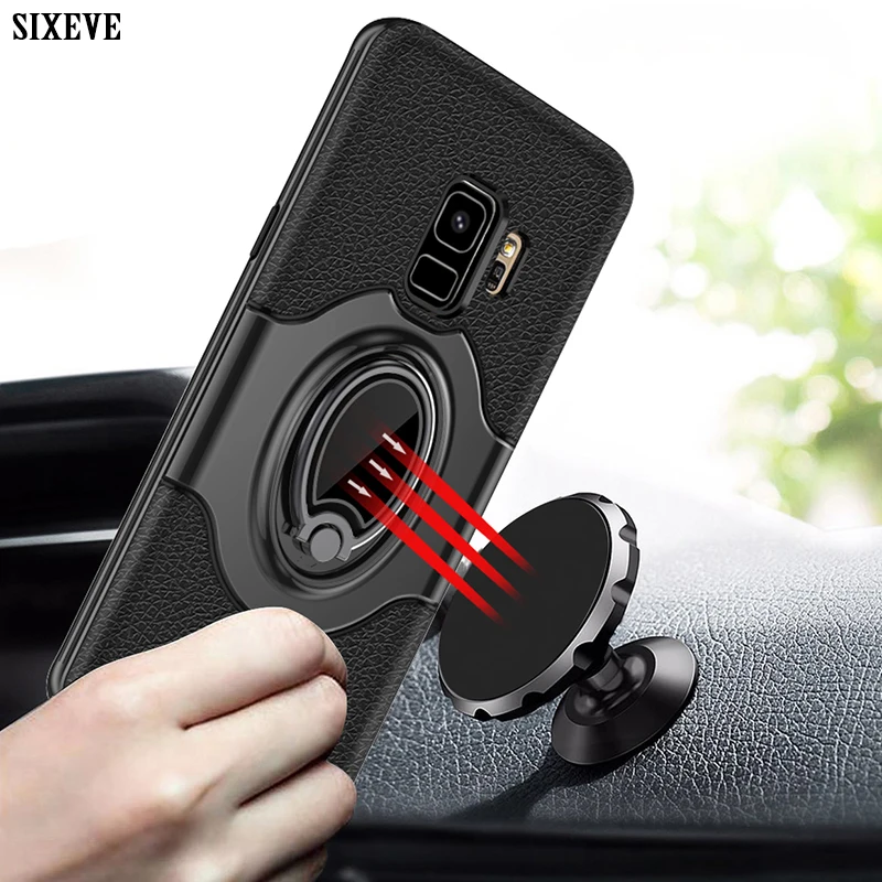 

SIXEVE Magnetic Ring Car Holder Case For Samsung Galaxy S7 Edge S8 S9 A8 Plus 2018 J5 J7 2016 J2 Prime Note 8 Silicon Back Cover