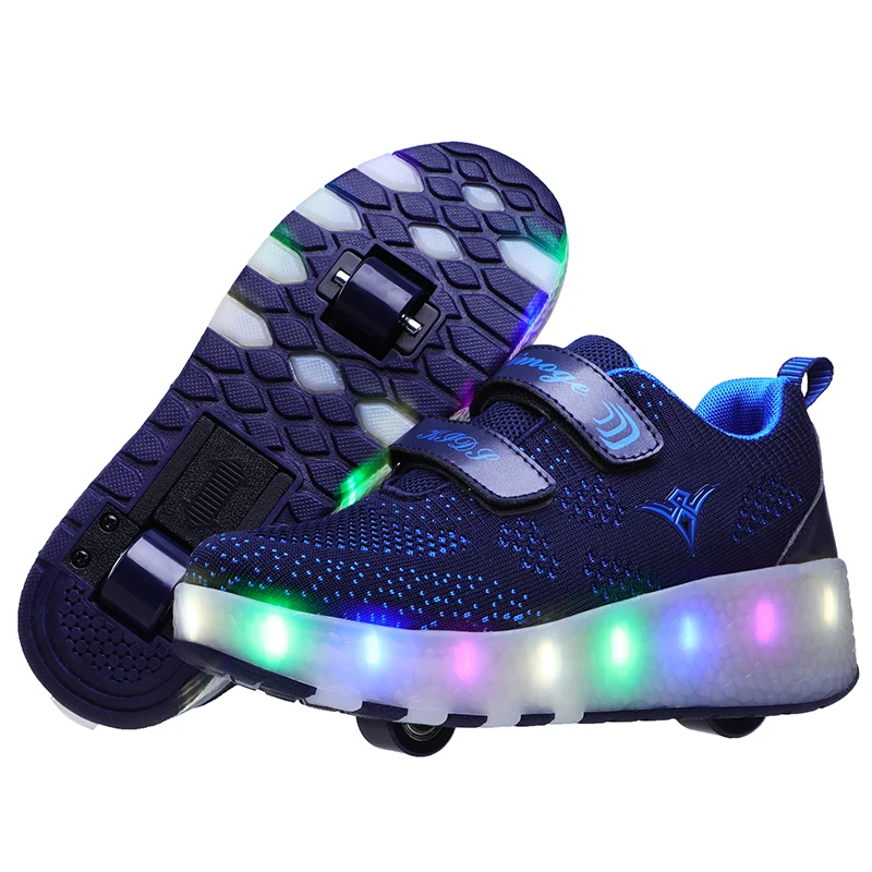 Heelys 2019 Новый USB зарядка светодиодный Красочные Дети Мода кроссовки с два колеса