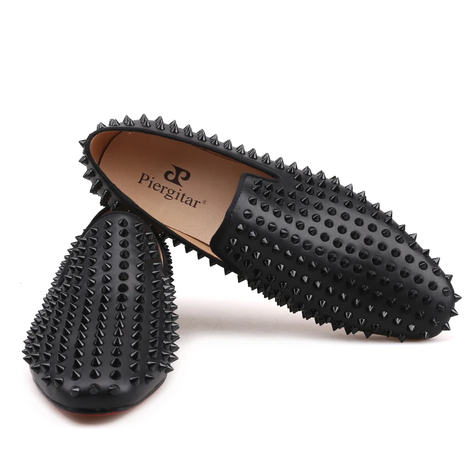 Piergitar New Dandelion Spikes Men Shoes this tonal black leather version is a chic staple for both on and off-duty style alike.