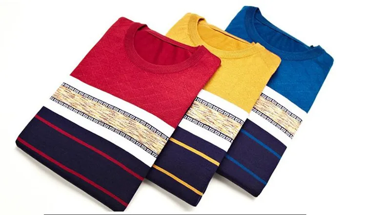 VISADA JAUNA стиль осенний Повседневный модный мужской свитер с О-образным вырезом приталенный вязаный пуловер размера плюс мужской свитер N6620