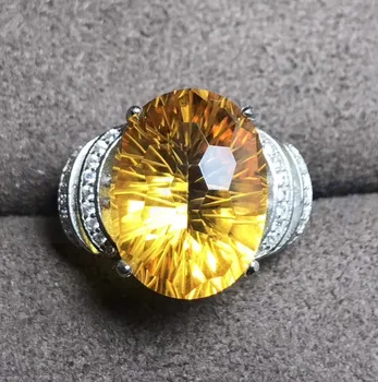 

Per jewelry Men rings Free shipping Real natural citrine ring 925 sterling silver 7.5ct gemstone Fine jewelry F20171
