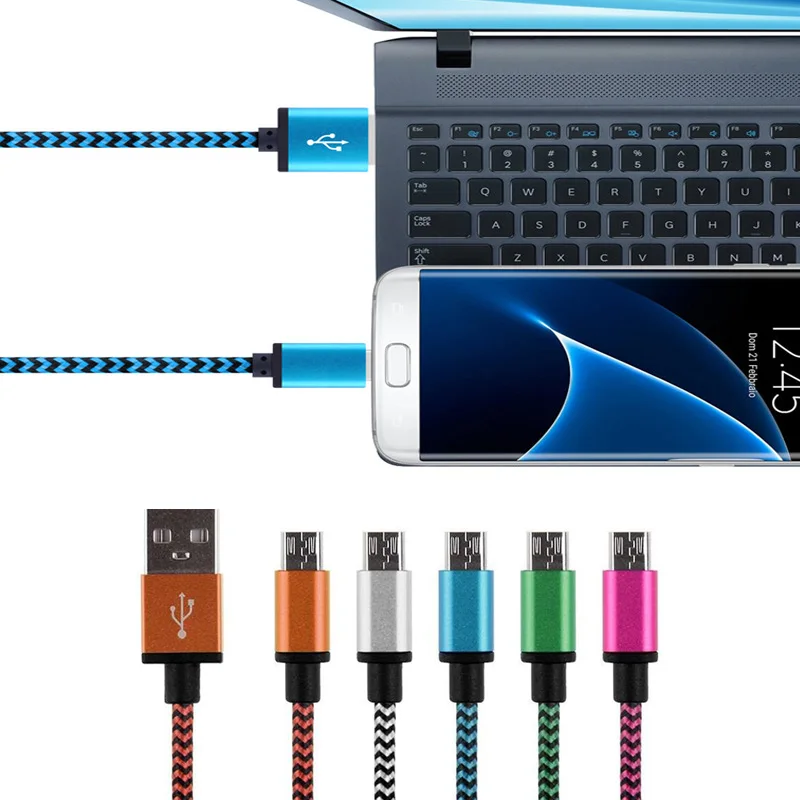 

20cm 1m 2m Fast Charging Nylon Micro USB Cable For Android Mobile Phone Xiaomi Samsung Huawei Adapter USB Sync Data Cord