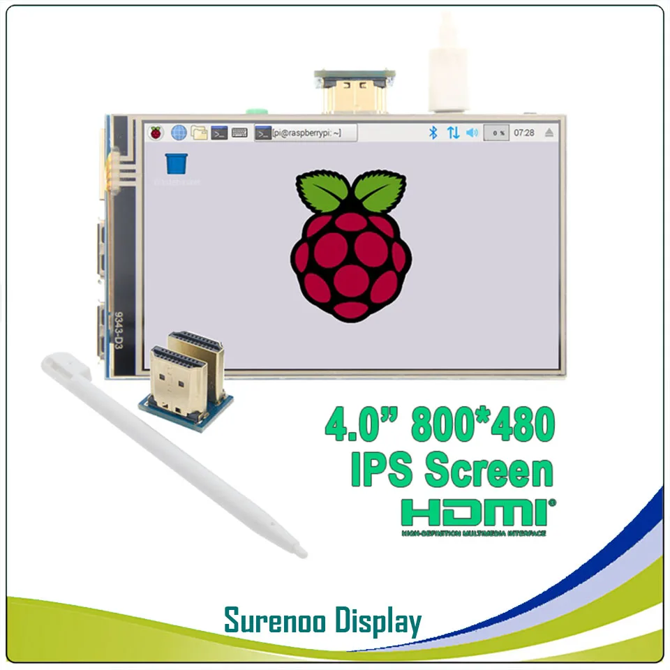 

4.0" Inch HDMI IPS LCD Monitor Screen Module Display with GPIO Resistive Touch Panel Audio Output for Raspberry Pi