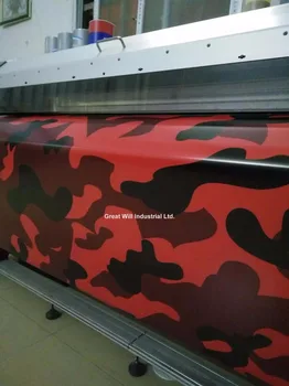 

Large Red Black Tiger Camouflage Vinyl Car Wrap Foil Snow Camo with Air Free for Boat Truck Vehicle Covering