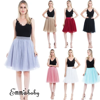 

Adult Women Princess Mini Tulle Skirt High Waist Pleated Dance Tutu Skirts Vintage Lolita Petticoat faldas rokken Jupe Saia