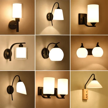 

American country Style Wrought Iron Wall Bedside Lamp Led Vintage Wall Lamp E27Indoor Lighting Wall Sconces Luminaria