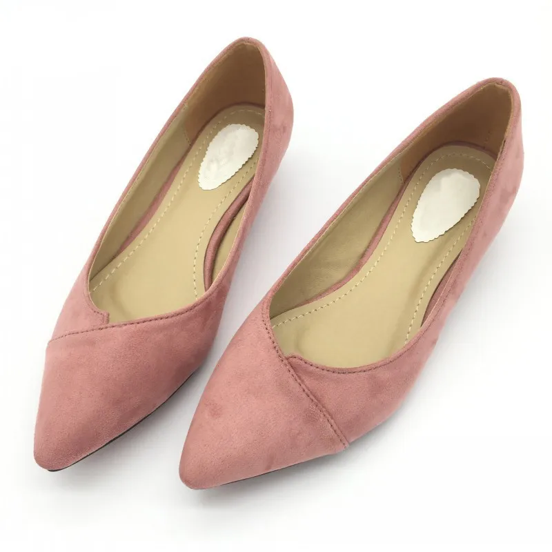 Sexy-Pointed-Toe-Women-s-Low-Heels-Pumps-Spring-Autumn-Flock-Plain-Slip-On-Spike-Heel